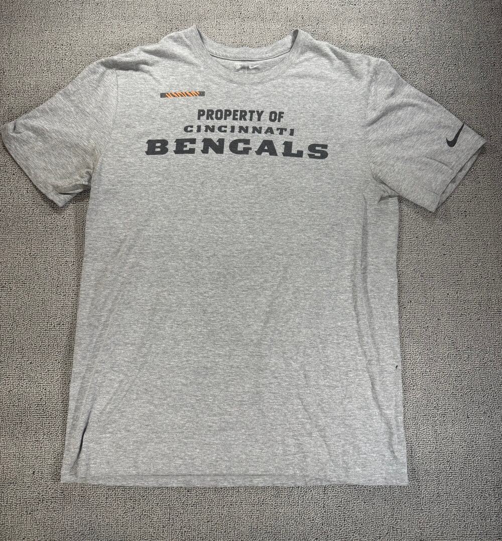 Nike Cincinnati Bengals Property Of T-Shirt Gray NFL Training Tee Men's Large